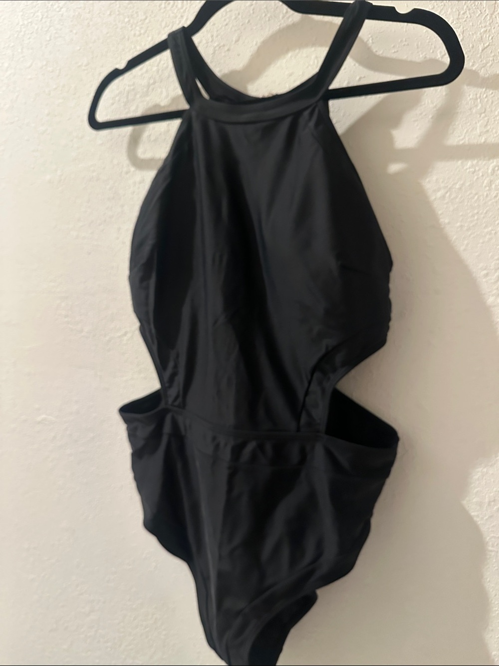 Womens Black Cutout One-Piece Swimsuit - High Neck
